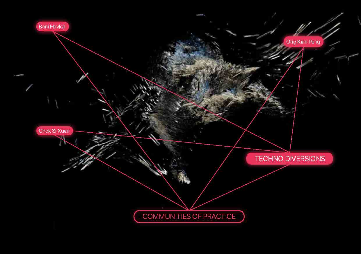 text floating on abstract black background