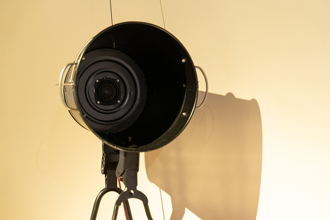 a speaker made out of a trash can