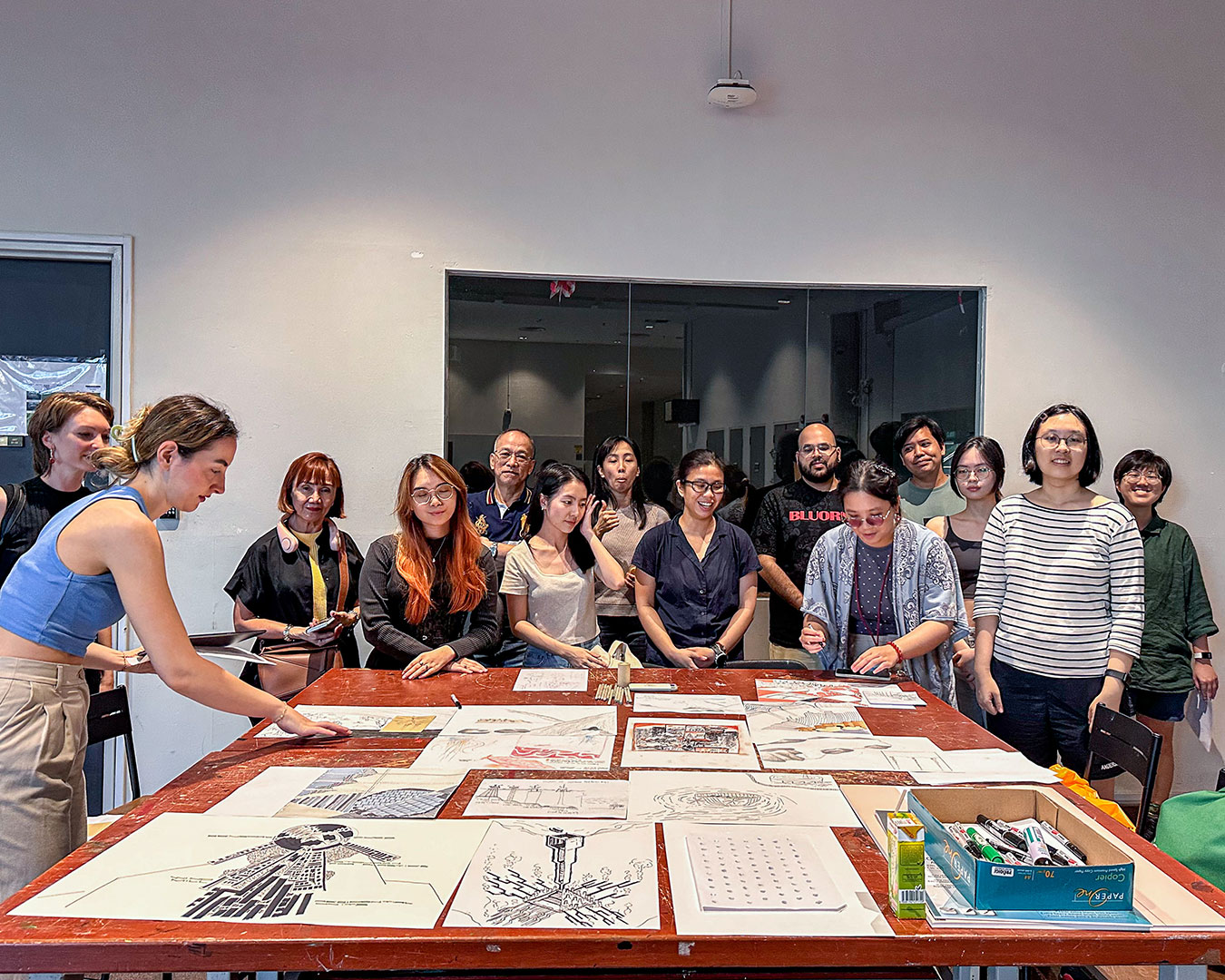 Pacific Aquarium Drawing Club, Facilitated by Eunice Lacaste. Design Earth: Speculative Fiction for the Climate, 2025, ADM Gallery. Courtesy of NTU Centre for Contemporary Art Singapore